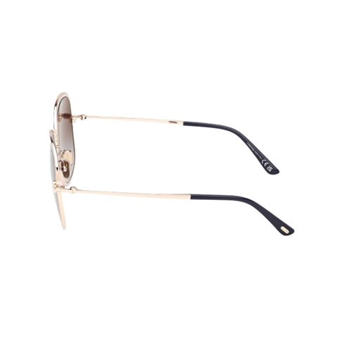 Sophia Metal Sunglasses In Shiny Rose Gold + Smoke Gradient