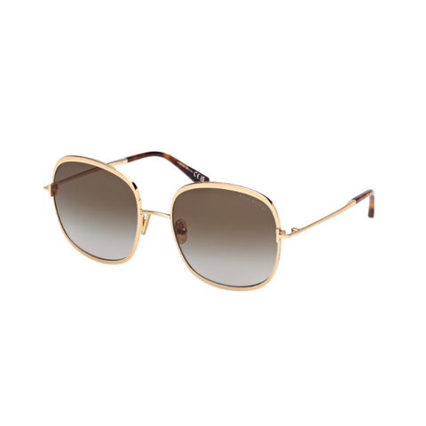 Sophia Metal Sunglasses In Shiny Gold + Brown Gradient