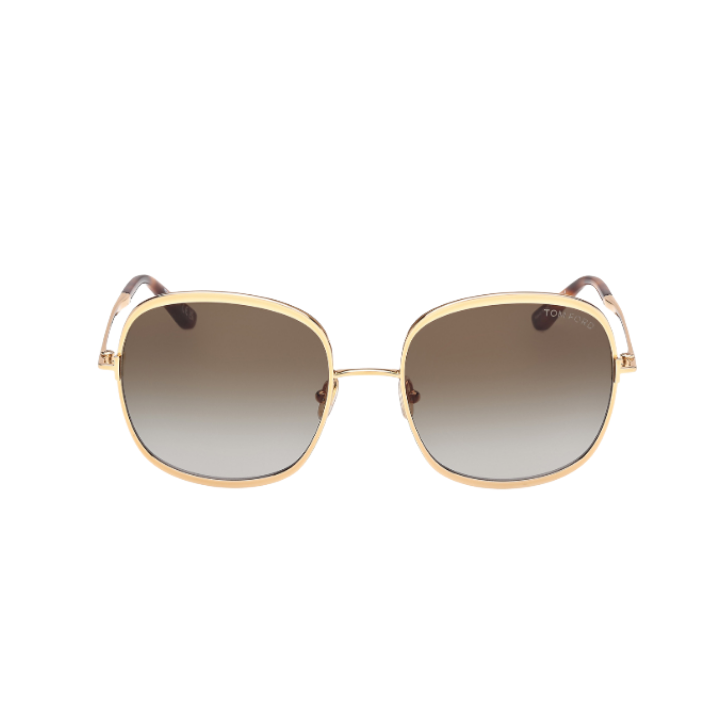 Sophia Metal Sunglasses In Shiny Gold + Brown Gradient