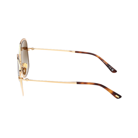 Sophia Metal Sunglasses In Shiny Gold + Brown Gradient