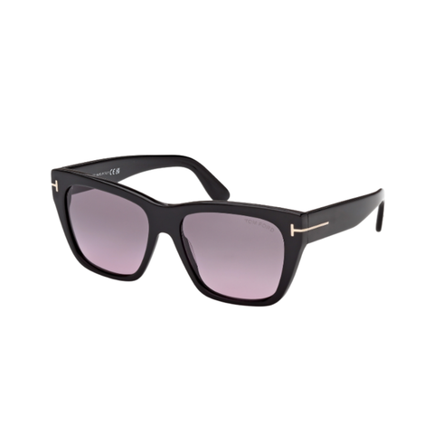 Flynn Acetate Sunglasses In Shiny Black + Smoke Gradient