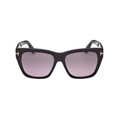 Flynn Acetate Sunglasses In Shiny Black + Smoke Gradient