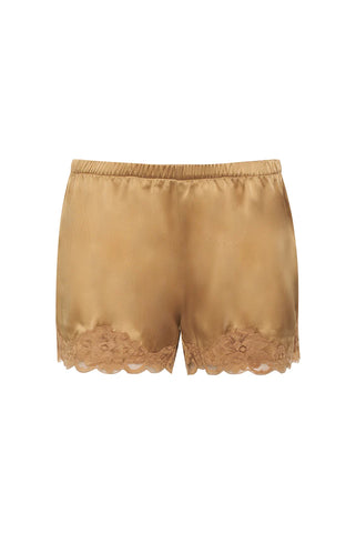 Floral Lace Shorts in Fall Camel