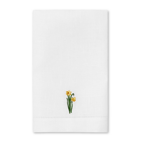 Fiorenza Daffodil Floral Embroidered Guest Towel