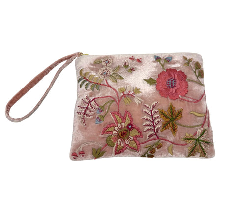 Madame Bovary Velvet Zip Pouch in Old Rose