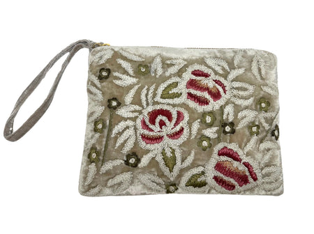 Bella Velvet Zip Pouch in Platinum | European décor for the modern household