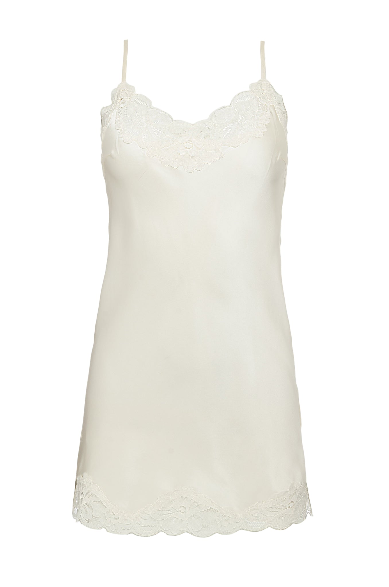 Floral Lace Silk Tunic in Eggnog