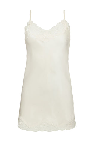 Floral Lace Silk Tunic in Eggnog
