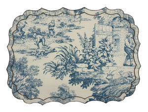 Firenze Coated Cotton Placemat in Toile Blue