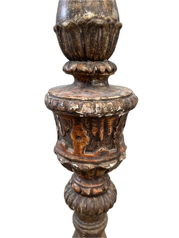 Antique Giltwood Candlestand Floor Lamp