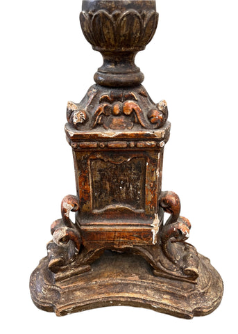 Antique Giltwood Candlestand Floor Lamp