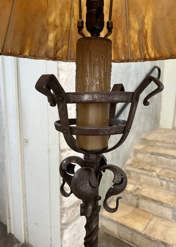 Antique Spanish Forged-Iron Floor Lamp