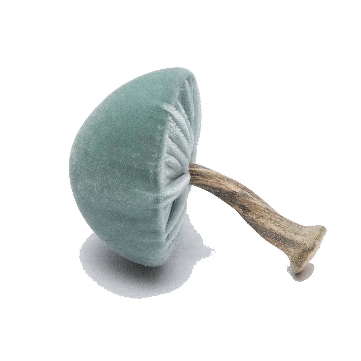 Small Velvet Decorative Mushroom in Seafoam