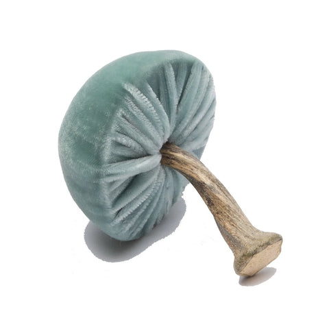 Small Velvet Decorative Mushroom in Seafoam