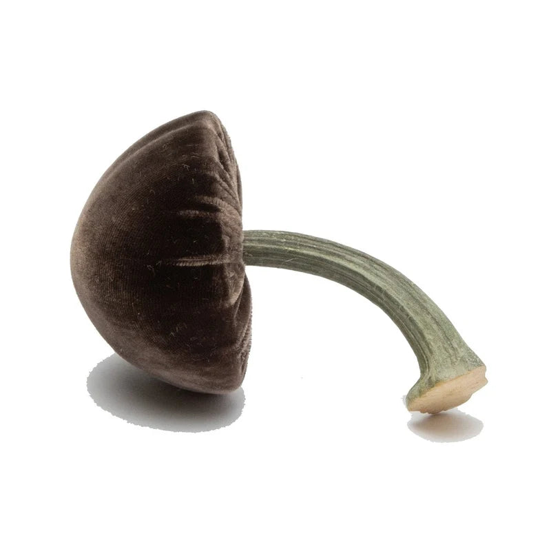 Small Velvet Decorative Mushroom in Espresso