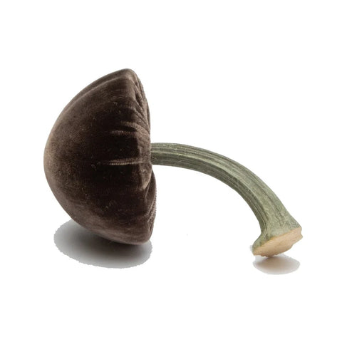 Small Velvet Decorative Mushroom in Espresso