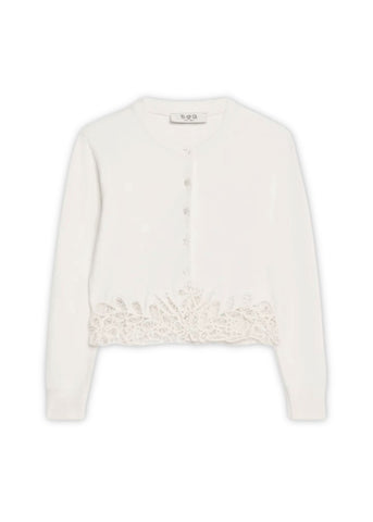 Iyla Soutache Long Sleeve Cardigan in White