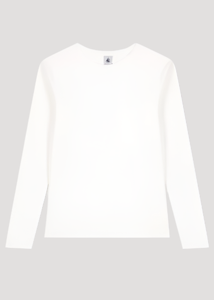 Long Sleeve Crewneck Tee in White