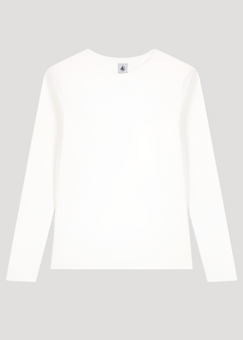 Long Sleeve Crewneck Tee in White