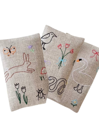 Hand Embroidered Biota - Lavender Sachet Set of 3
