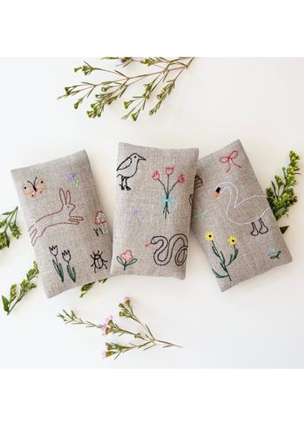 Hand Embroidered Biota - Lavender Sachet Set of 3