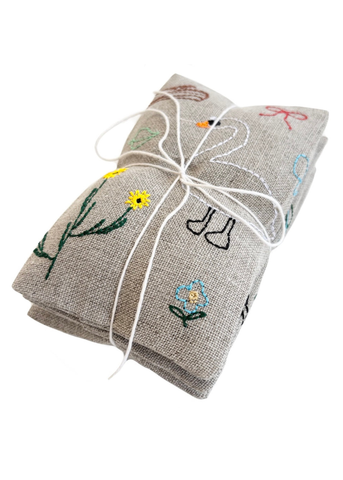 Hand Embroidered Biota - Lavender Sachet Set of 3