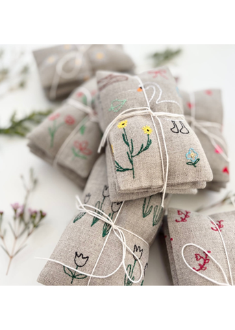 Hand Embroidered Biota - Lavender Sachet Set of 3