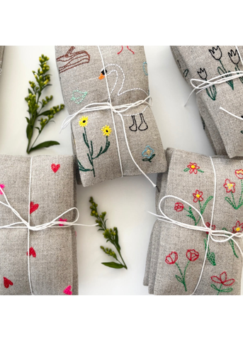 Hand Embroidered Biota - Lavender Sachet Set of 3