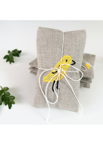 Hand Embroidered Backyard Birds - Lavender Sachet Set of 3