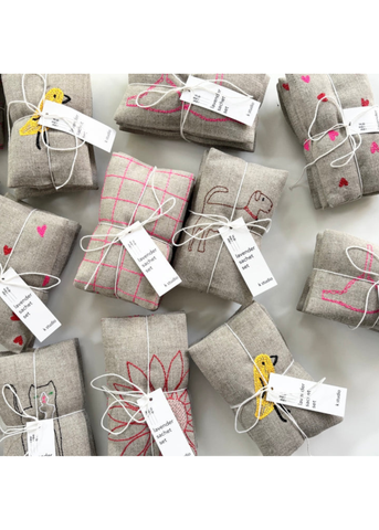 Hand Embroidered Backyard Birds - Lavender Sachet Set of 3