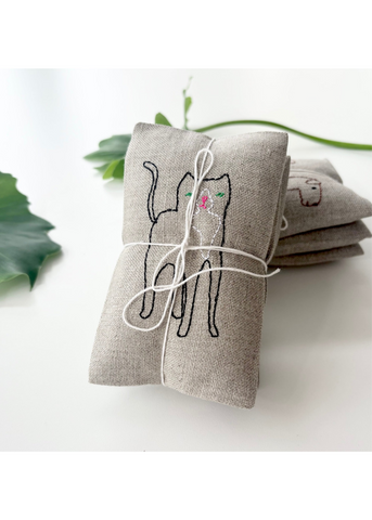 Hand Embroidered Cats - Lavender Sachet Set of 3