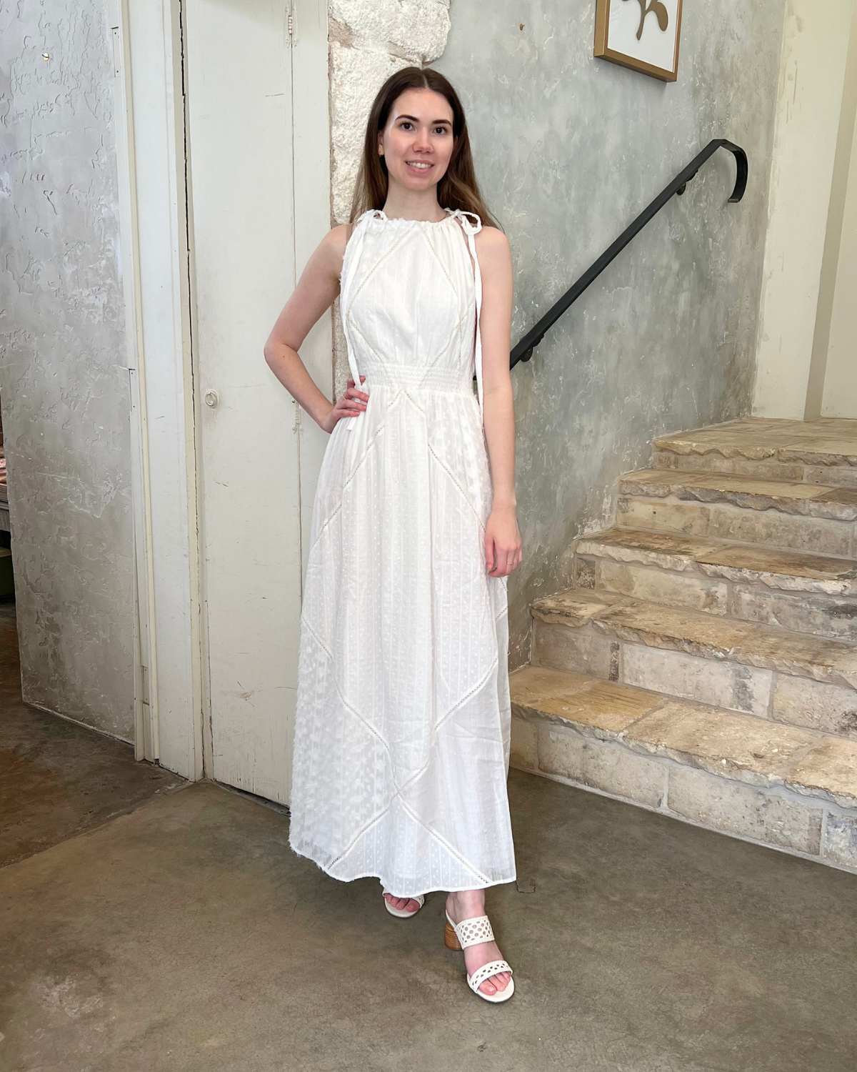 Louisa Heirloom Patchwork Maxi Dress in Ivory