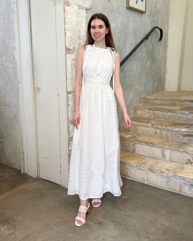 Louisa Heirloom Patchwork Maxi Dress in Ivory