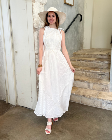 Louisa Heirloom Patchwork Maxi Dress in Ivory