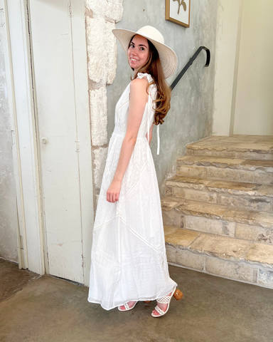 Louisa Heirloom Patchwork Maxi Dress in Ivory