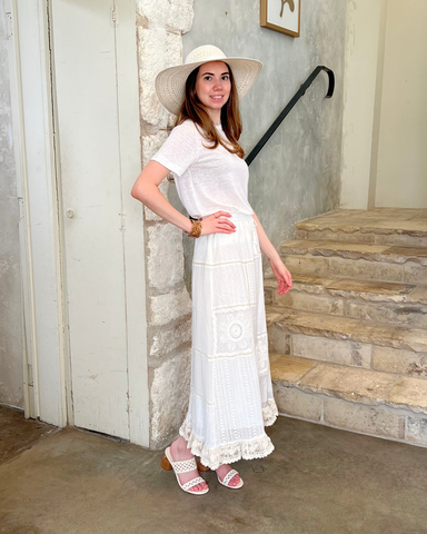 Louisa Heirloom Patchwork Maxi Skirt in Ivory