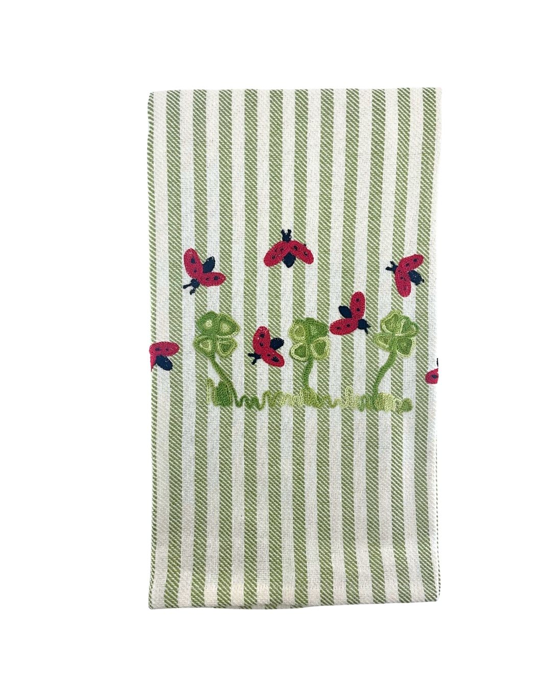 Lucky Ladybugs Melograno Stripe Kitchen Towel in Apple