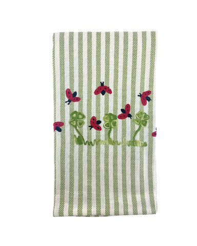 Lucky Ladybugs Melograno Stripe Kitchen Towel in Apple