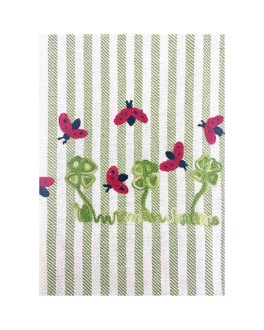 Lucky Ladybugs Melograno Stripe Kitchen Towel in Apple