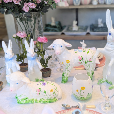 Meadow Flowers Hand Painted Standing Bunny