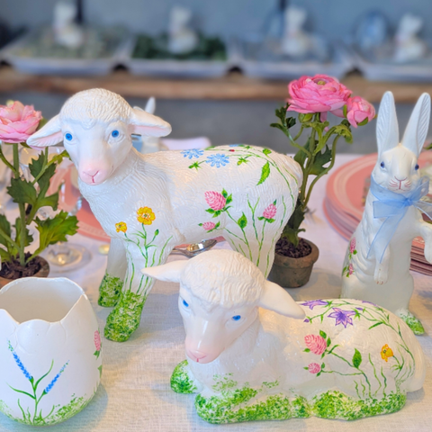 Meadow Flowers Hand Painted Standing Bunny