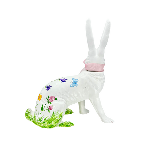 Meadow Flowers Hand Painted Sitting Bunny Candy Container