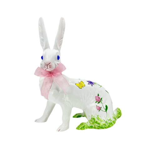 Meadow Flowers Hand Painted Sitting Bunny Candy Container