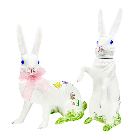 Meadow Flowers Hand Painted Sitting Bunny Candy Container
