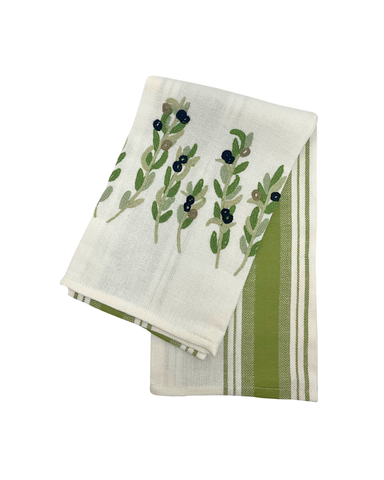 Olive Due Fragole Kitchen Towel in Green