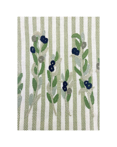 Olive Melograno Stripe Kitchen Towel in Green
