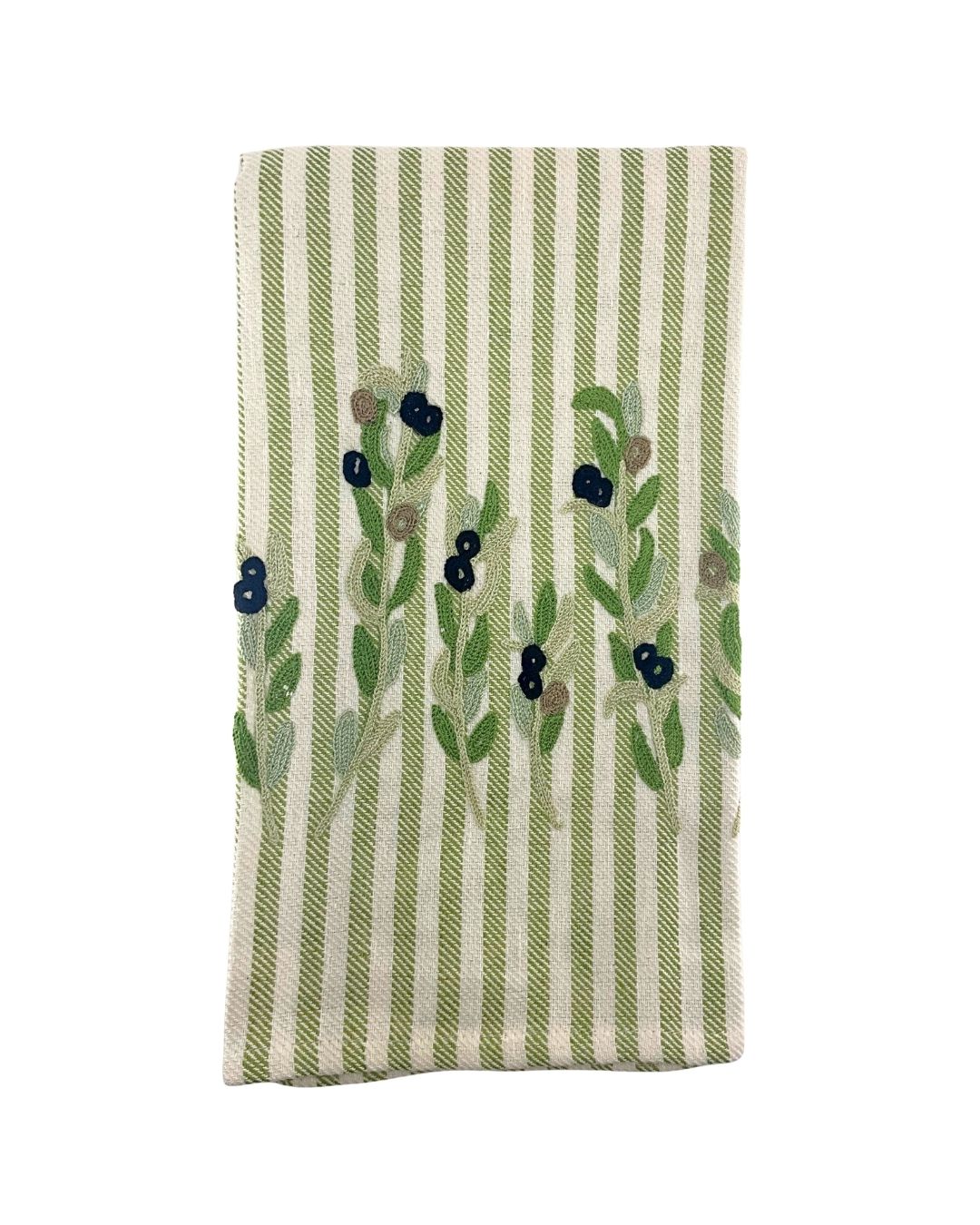 Olive Melograno Stripe Kitchen Towel in Green