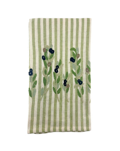 Olive Melograno Stripe Kitchen Towel in Green