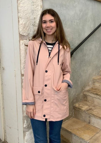 Hooded Rain Jacket in Light Pink