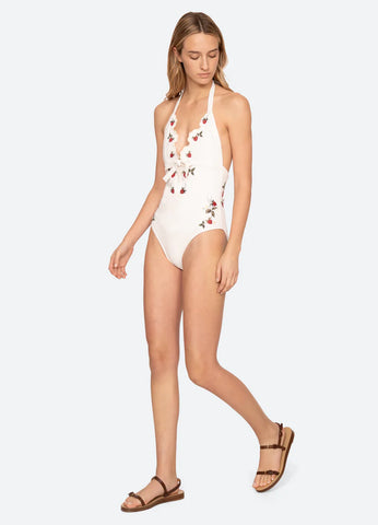 Bindi Embroidered Strawberry One-Piece Swimsuit